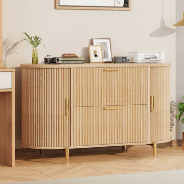 SEDETA | 39.4 Inch Fluted File Cabinet Light Luxury Design with 2 Drawers and Sliding Doors Spacious Storage and Printer Stand for Home Office