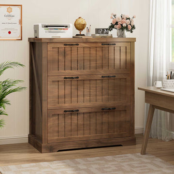 SEDETA® 3 Drawer Farmhouse Filing Cabinet for Home Office Lateral File Cabinets with Printer Stand Wood Office File Cabinets for Letter/Legal/A4 Size