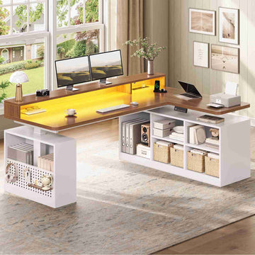 SEDETA 63 Inch Electric Standing Desk L Shaped Height Adjustable Gaming Computer Desk