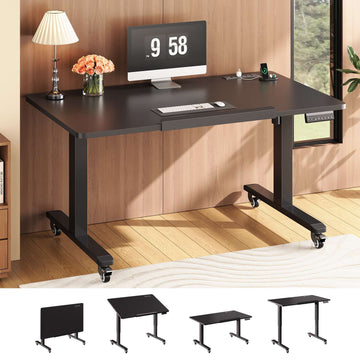 SEDETA 47 Inch Foldable Electric Standing Desk 180° Tiltable Mobile Rising Computer Desk Height Adjustable with Wheels for Drawing Writing Gaming Study Home Office Small Space