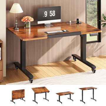 SEDETA® 47 Inch Foldable Height Adjustable Desk with Wheels Electric Standing Desk 180° Tiltable Mobile Rising Computer Desk  for Drawing Writing Gaming