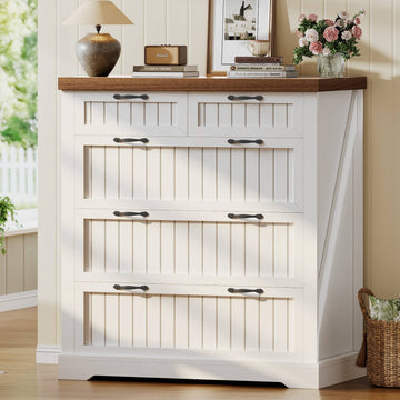 SEDETA 33.5 Inch Farmhouse Lateral File Cabinet with 5 Drawers Printer Stand Wood Home Office Filing Cabinet for Letter/Legal/A4 Size