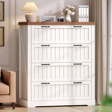 SEDETA 33.5 Inch Farmhouse 4 Drawer File Cabinet Filing Cabinet for Home Office Wood Office File Cabinets for Letter/Legal/A4 Size File Cabinet Organizer for Study Room Living Room