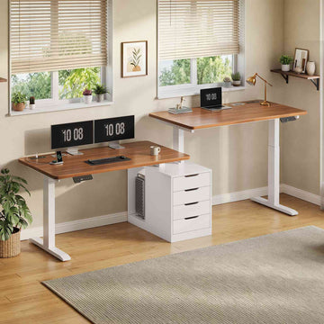 SEDETA® 94 Inch Electric Standing Desk Height Adjustable Two Person Long Computer Desk with 4 Drawers 2 Power Outlets CPU Stand Cable Management