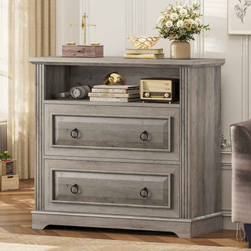 SEDETA® 33.8 Inch 2 Drawer File Cabinet Filing Cabinet Fits Letter Legal A4 Size Farmhouse File Cabinets with Printer Stand Storage Shelf
