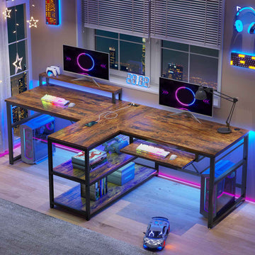 SEDETA | 94.5 Inch Long Two Person Gaming Computer Desk with Storage for Home Office